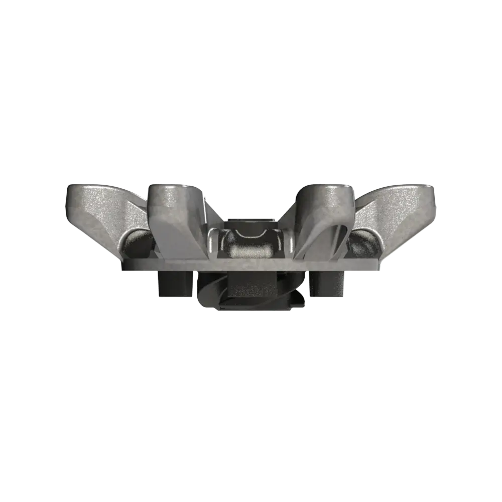 Side view of replaceable golf spike on a white background