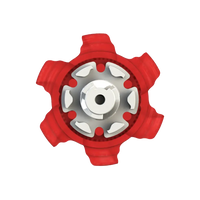 Back angle of red Pivix Golf Spikes