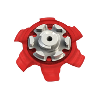 Back angle of red Pivix Golf Spikes