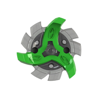 Bottom view of green and gray Tour Flex Pro golf spike traction device on a white background