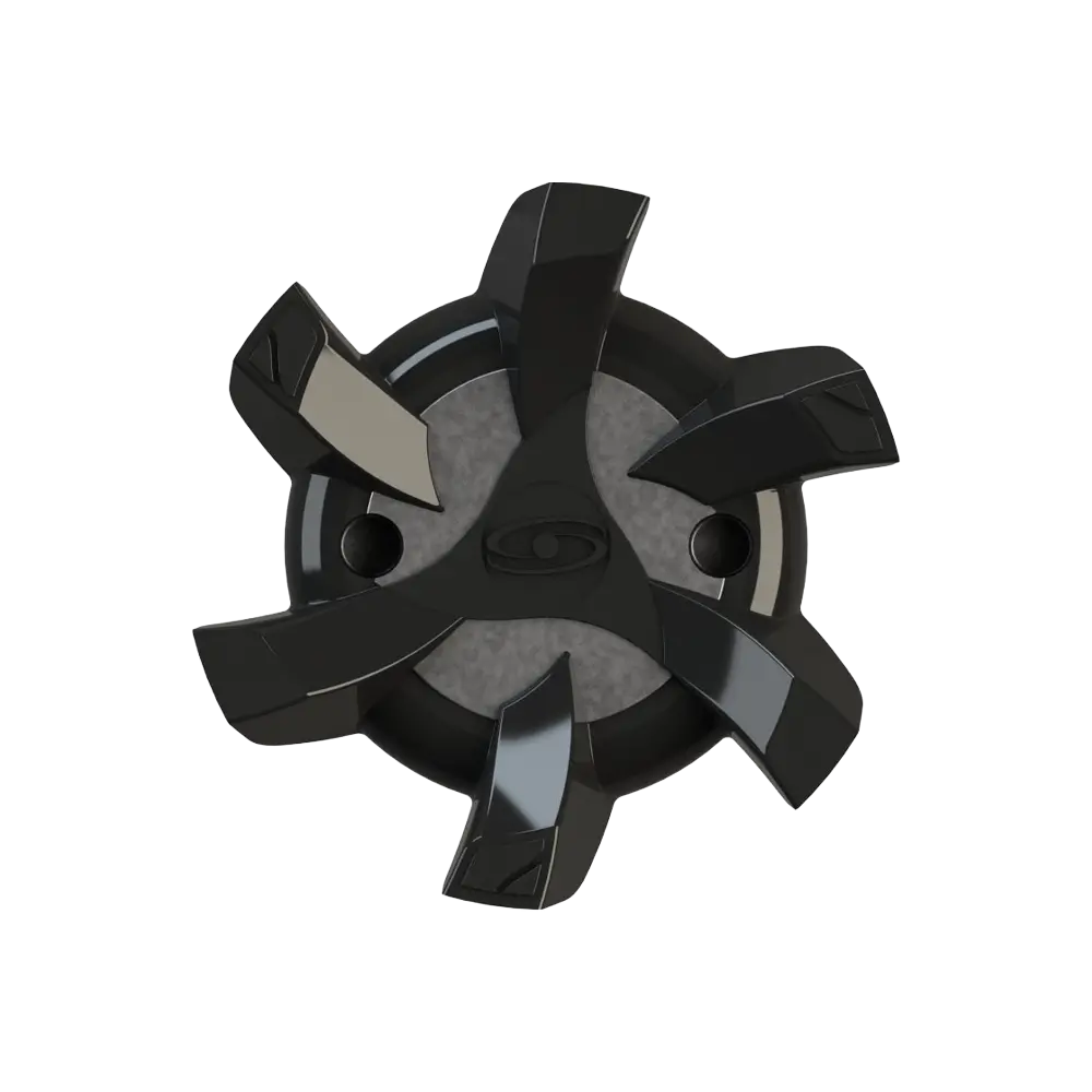 Front side of the black Stealth Golf Spikes