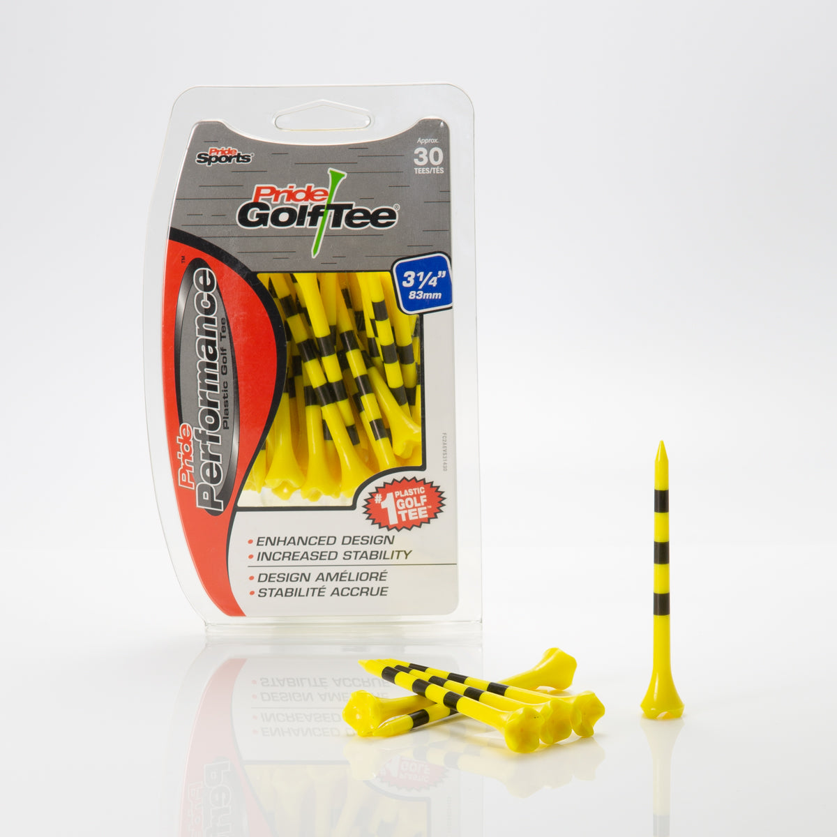 3 ¼" Striped Pride Performance® Plastic Tees - Yellow