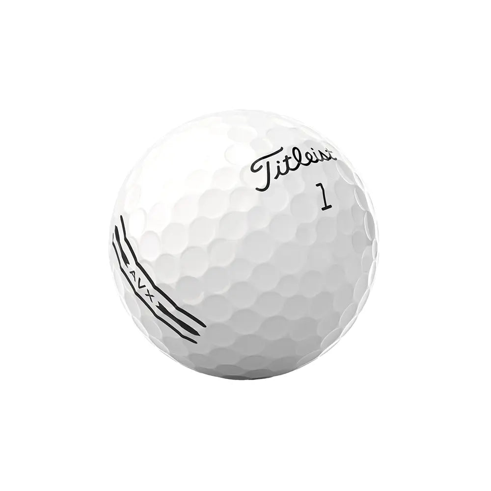 2024 Titleist AVX angled golf ball.