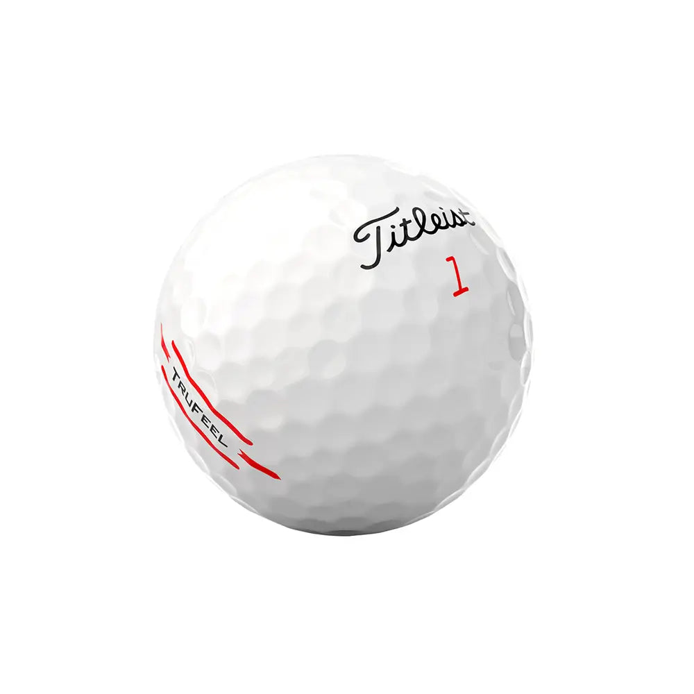 White Titleist TruFeel golf ball with 'Titleist' branding on a white background