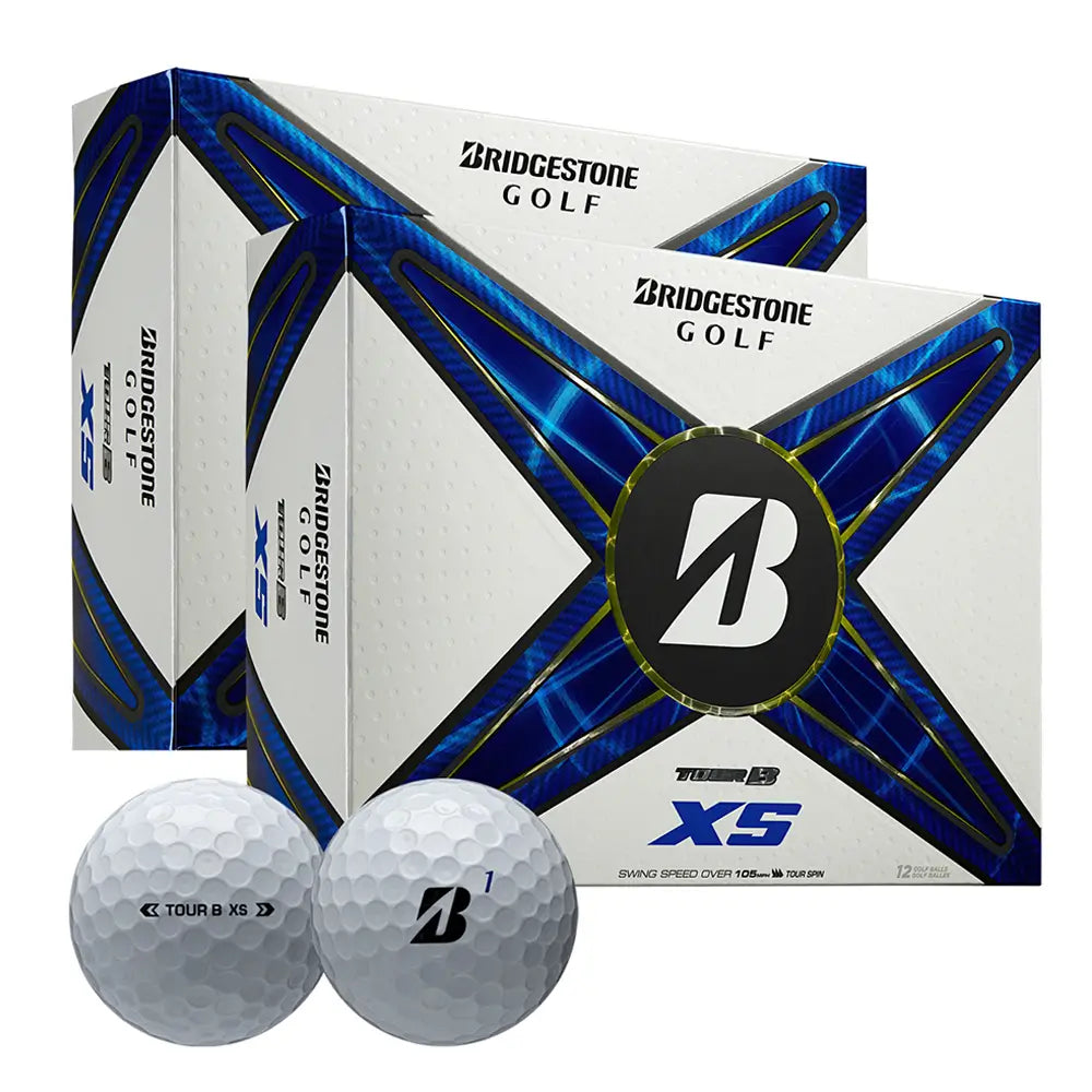 Bridgestone golf balls with packaging on a white background