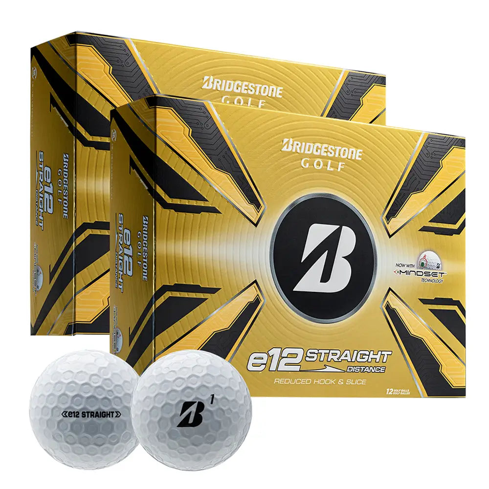Bridgestone golf balls with packaging on a white background