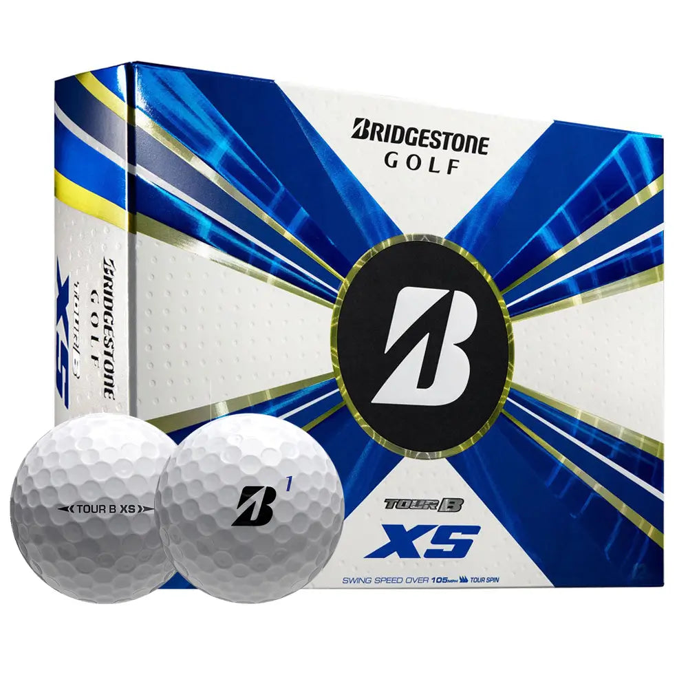 Bridgestone Tour B XS golf balls with packaging on a white background