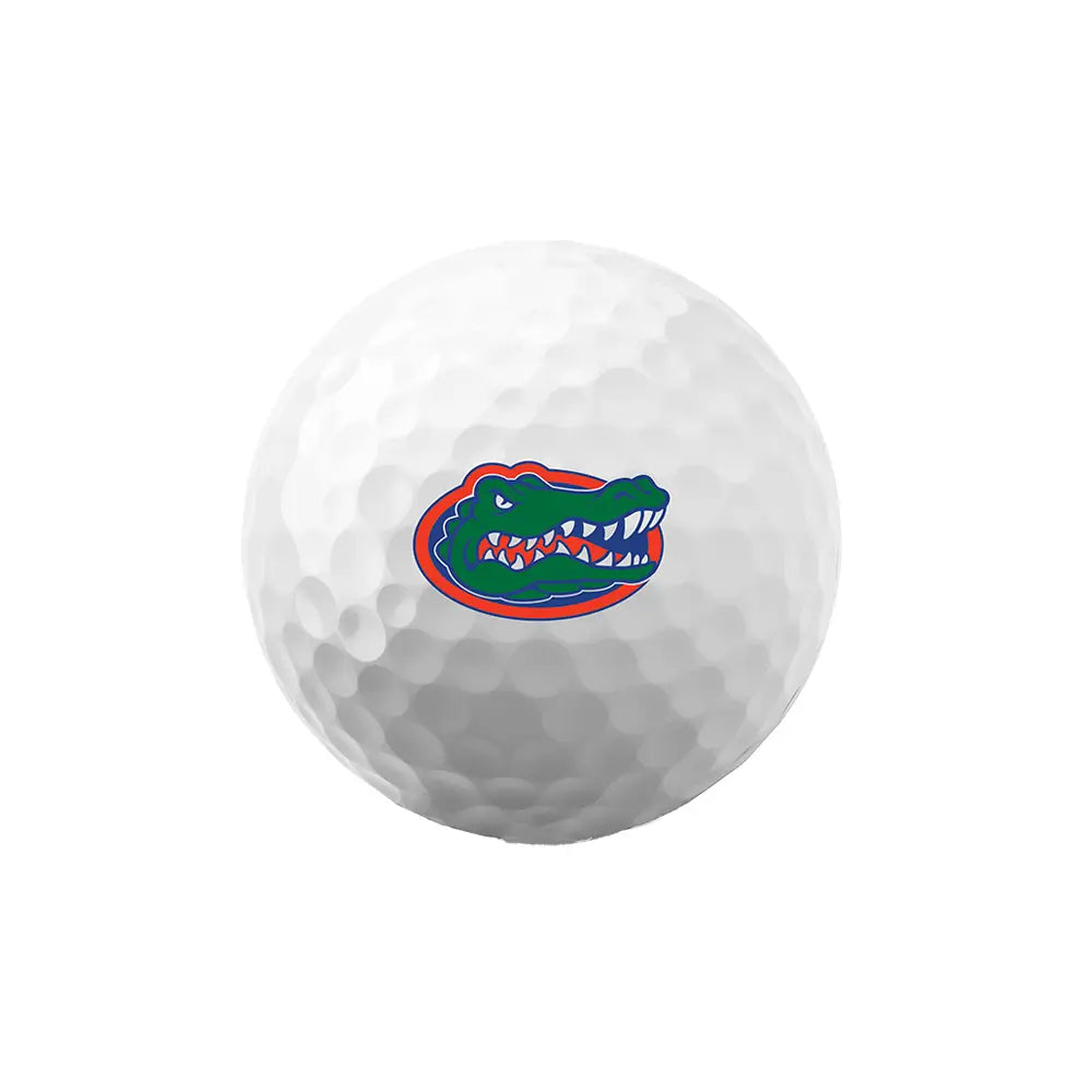 White Bridgestone e6 golf ball with a Florida logo on a white background