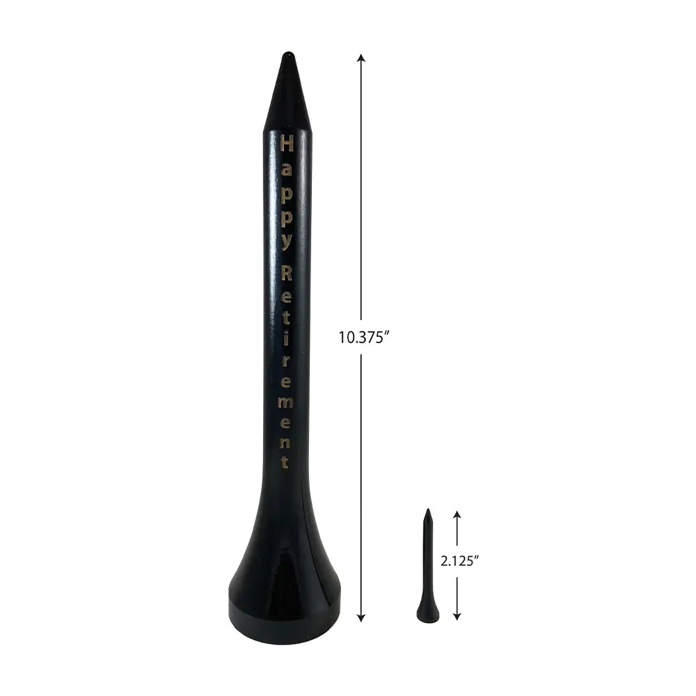 Dimensions of the black Personalized Jumbo Wooden Golf Tee Trophy.