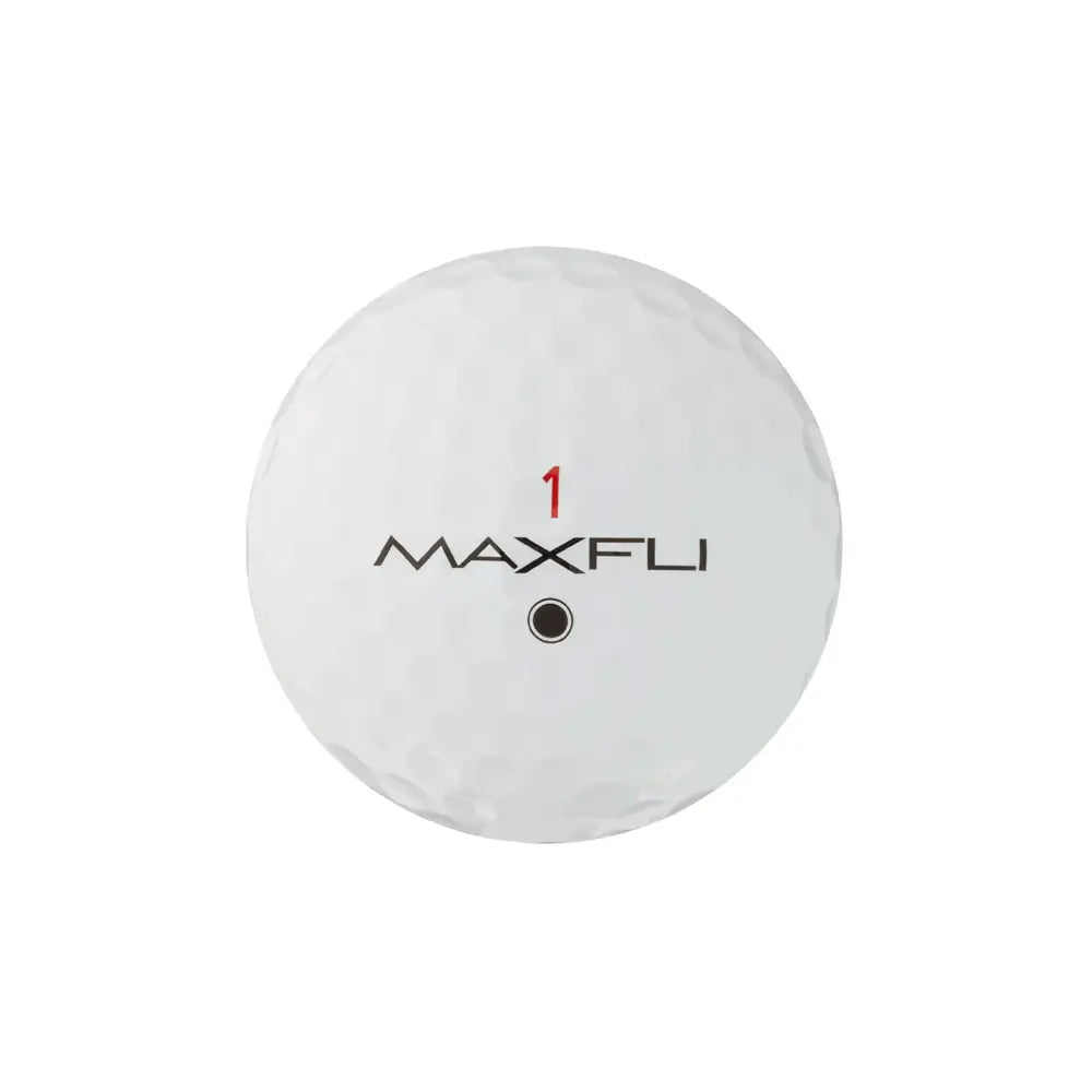 White golf ball with 'MAXFLI' branding on a white background