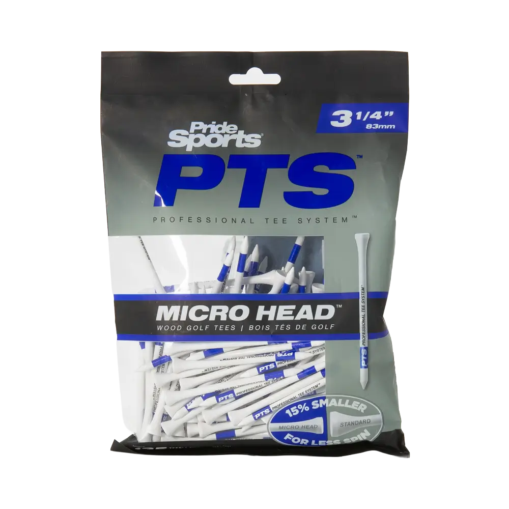 Bag of golf tees with a white background