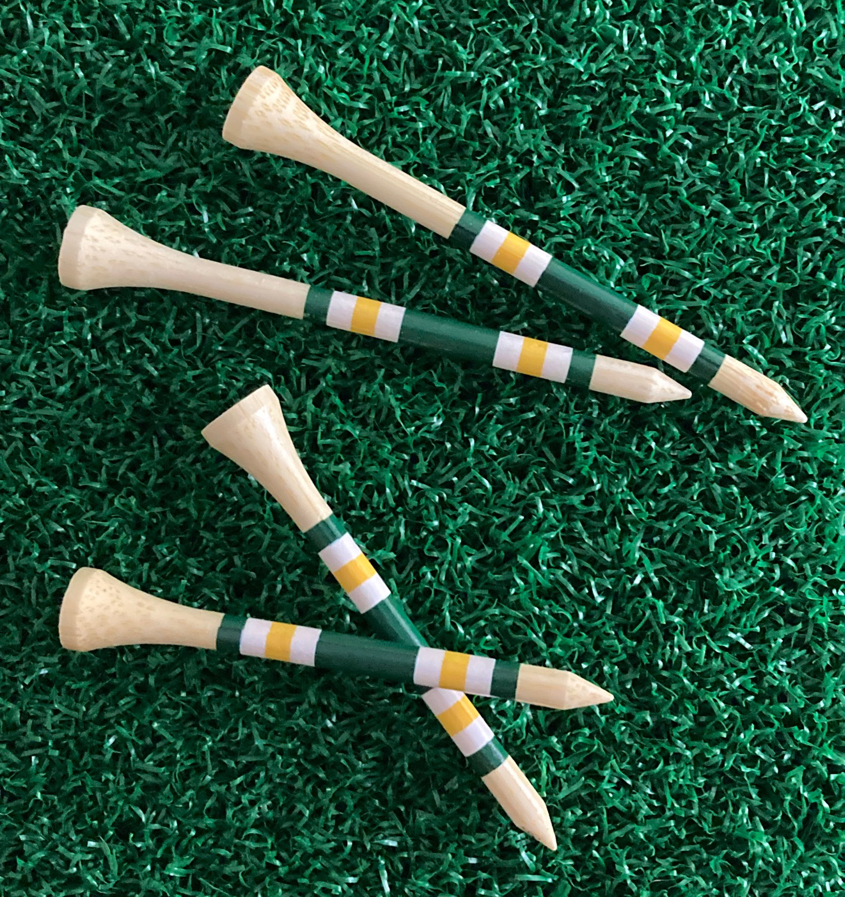 Nova Bamboo Golf Tees™ - White / Yellow / Green