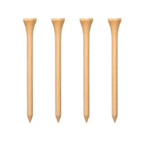Four natural golf tees on a white background