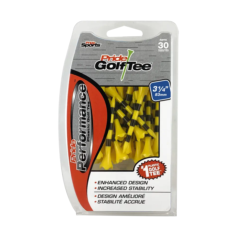 Pride Performance yellow and black stripe packaging.