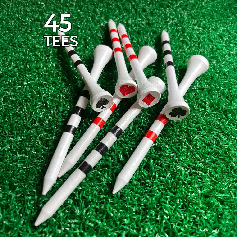 Eight playing card print PrideSports Special Edition Wood Golf Tees.