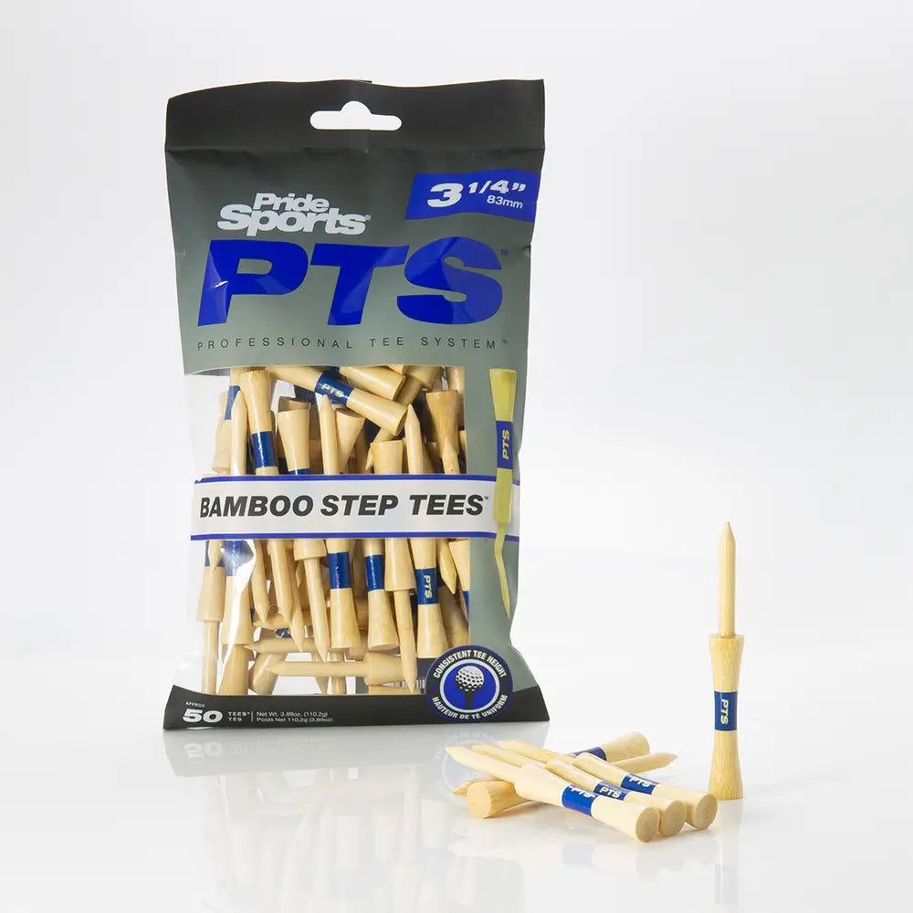 3-1/4" PTS bamboo tee packing next to several 3-1/4" PTS tees.