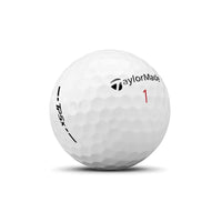 White golf ball with TaylorMade logo on a white background