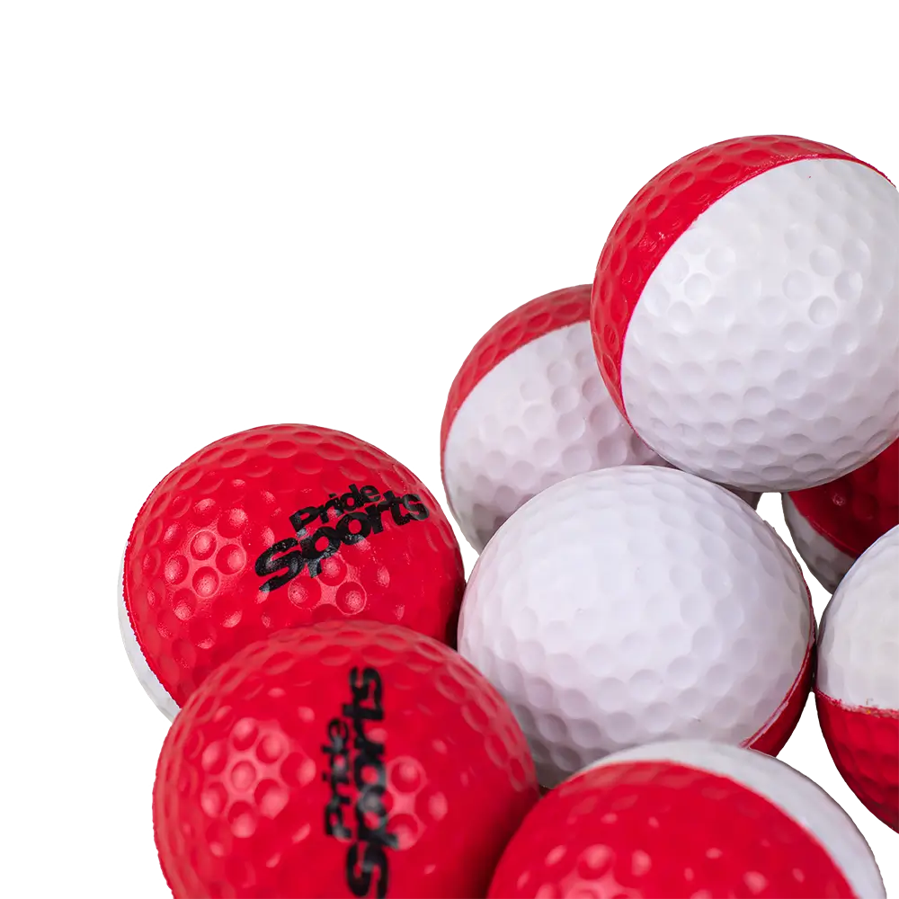 Eight of the two tone foam practice balls.