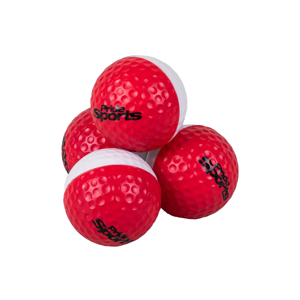 Four of the two tone foam practice balls.