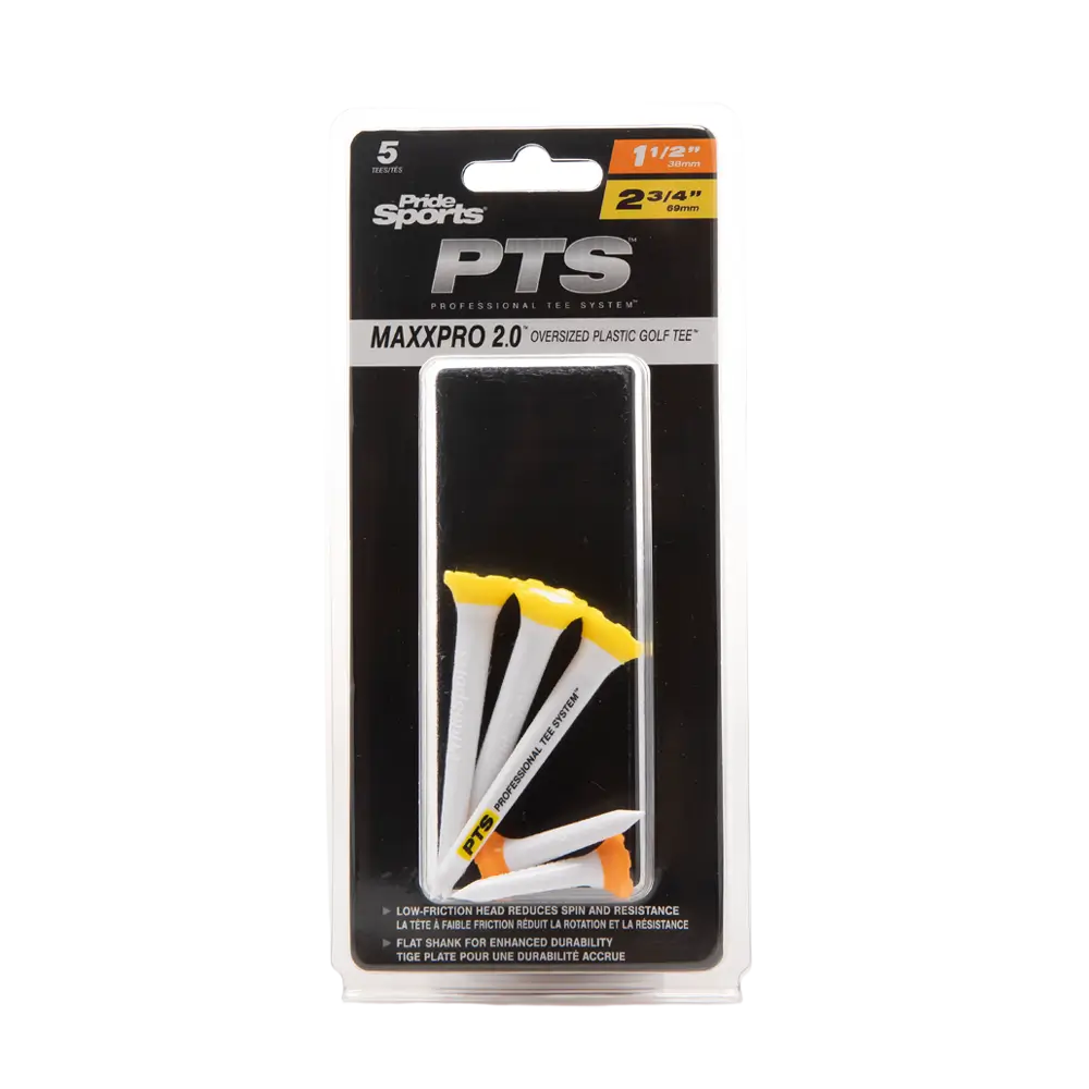 PTS 3-1/4 and 1-1/2"" packaging with 3-1/4" and 1-1/2" tees next to the package.