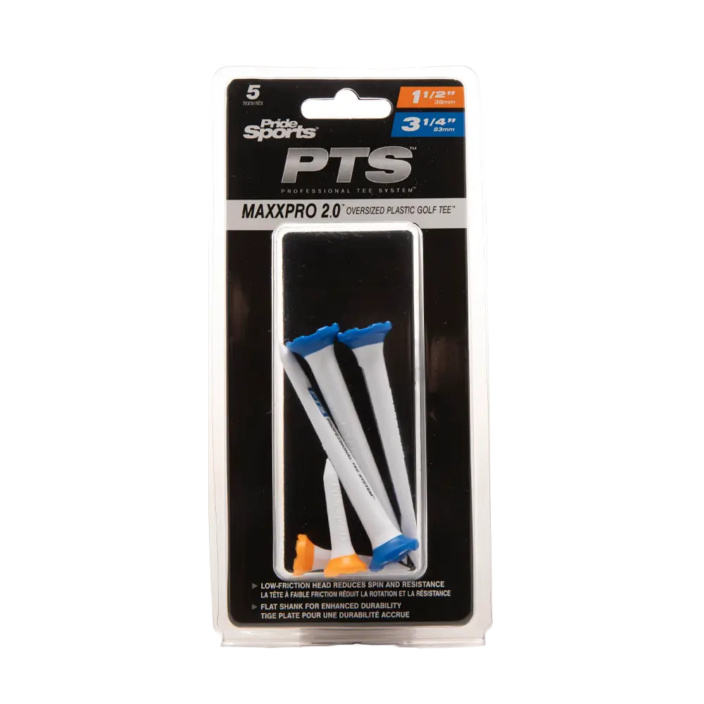 PTS 3-1/4" and 1-1/2" packaging with 3-1/4" and 1-1/2" tees next to the package.