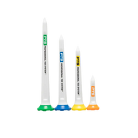 Four different sizes of the PTS tees stacked by one another.