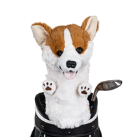 Golf club headcover shaped like a plush Corgi dog.