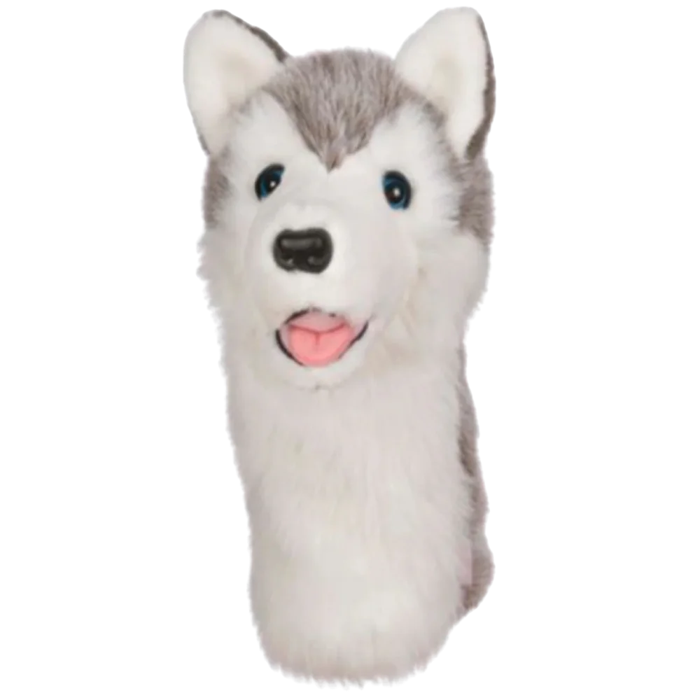 Golf club headcover shaped like a plush Husky dog.