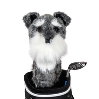 Golf club headcover shaped like a plush Schnauzer dog.