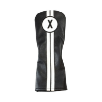 Black golf club head cover with a white 'X' logo on a white background