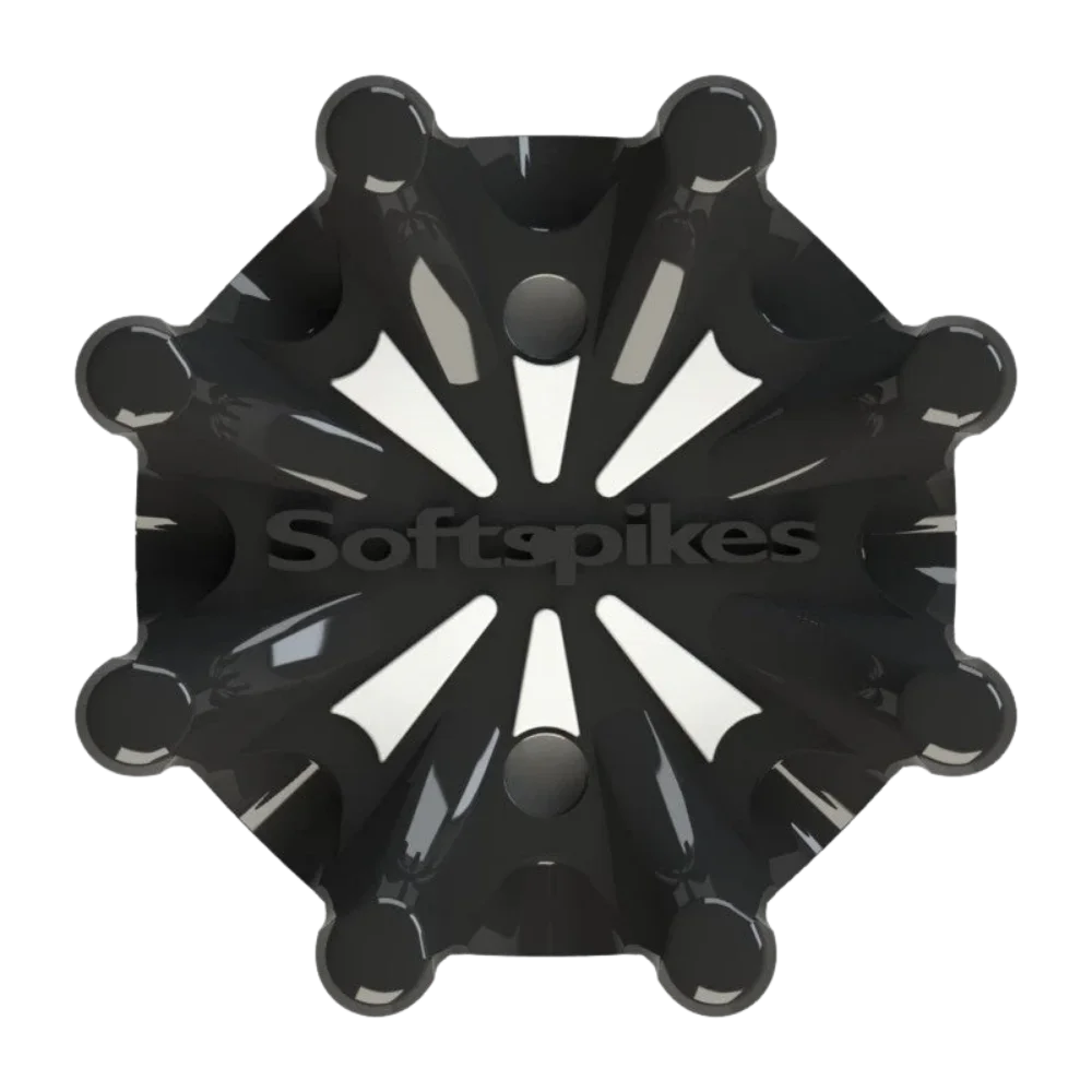 Front angle of black Pulsar Golf Spikes