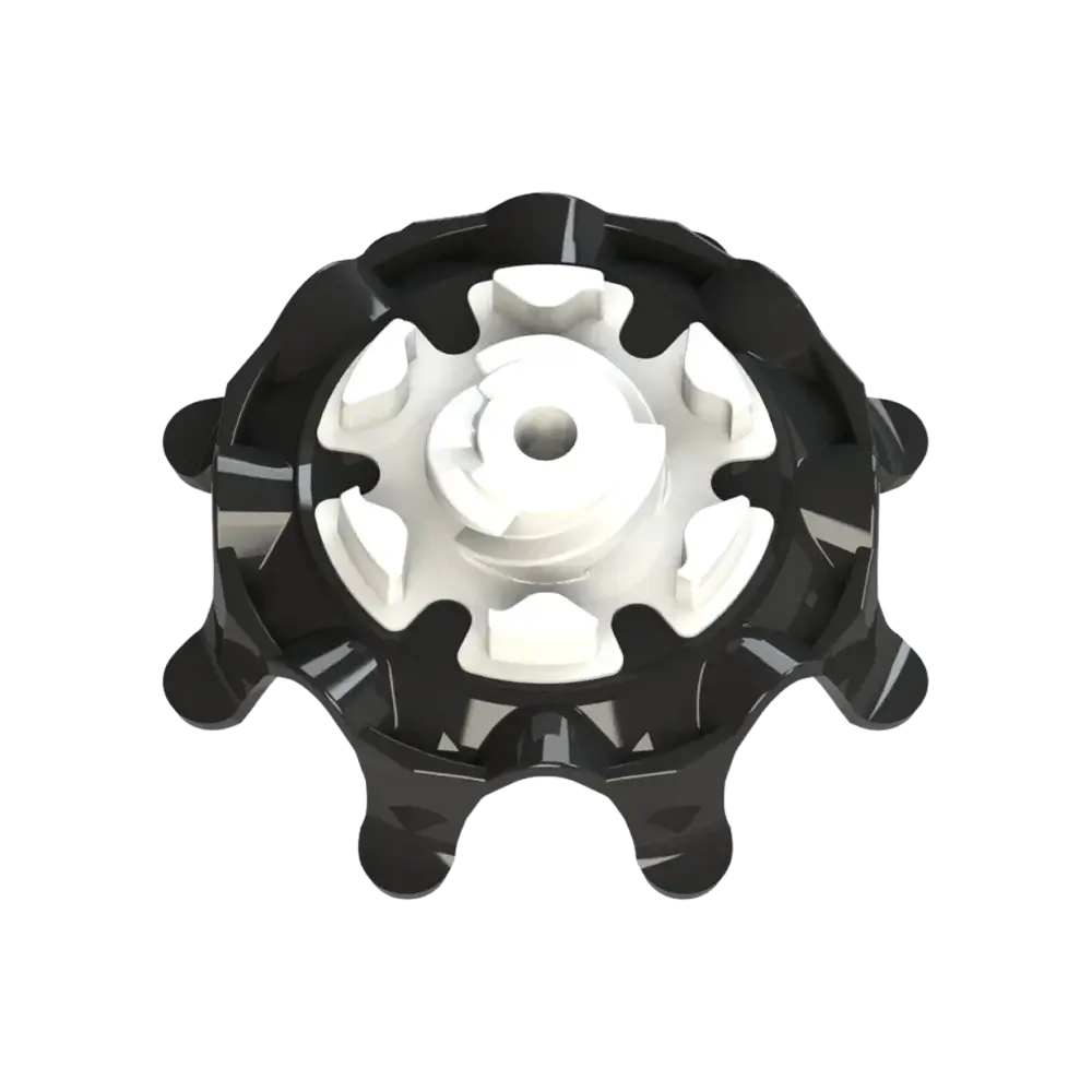 Back angle of black Pulsar Golf Spikes