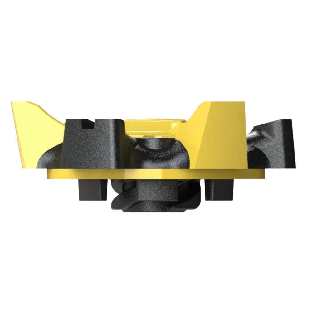 Side angle of the yellow and black Scorpion Stinger Golf Spikes