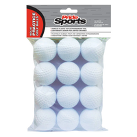 Pack of PrideSports practice golf balls with a clear plastic cover on a white background