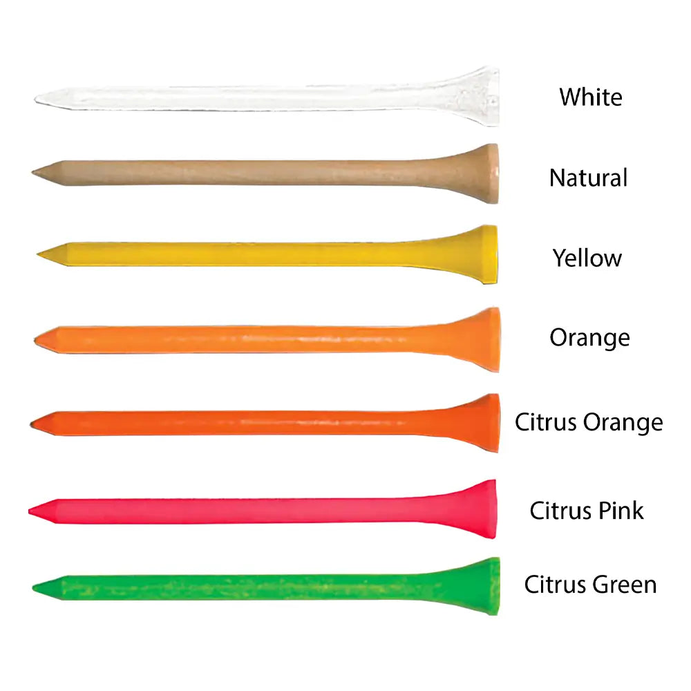 Different color options for the wood tees.
