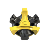 Front side angle of the yellow and black Scorpion Stinger Golf Spikes