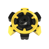 Back angle of the yellow and black Scorpion Stinger Golf Spikes