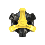 Front angle of the yellow and black Scorpion Stinger Golf Spikes
