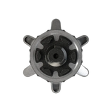 Top view of replaceable golf spike on a white background