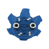 Front side angle of blue Pivix Golf Spikes