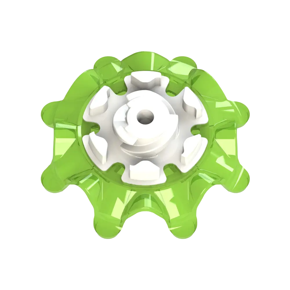 Back angle of slime green Pulsar Golf Spikes