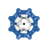 Back angle of blue Pulsar Golf Spikes