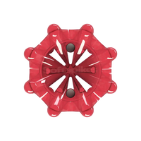 Bottom view of red Pulsar golf spike on a white background