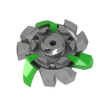 Top view of green and gray Tour Flex Pro golf spike traction device on a white background