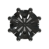 Front view of the Pulsar Golf Spikes black/silver