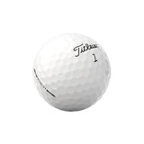 White Titleist Pro V1 golf ball with black branding on a white background