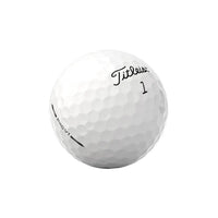 White Titleist Pro V1 golf ball with black branding on a white background