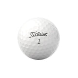 White Titleist golf ball with black 'Titleist 1' printing on a white background