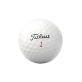 White Titleist Pro V1X golf ball with black 'Titleist' and red '1' printed on it on a white background