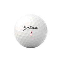 White Titleist Pro V1X golf ball with black 'Titleist' and red '1' printed on it on a white background